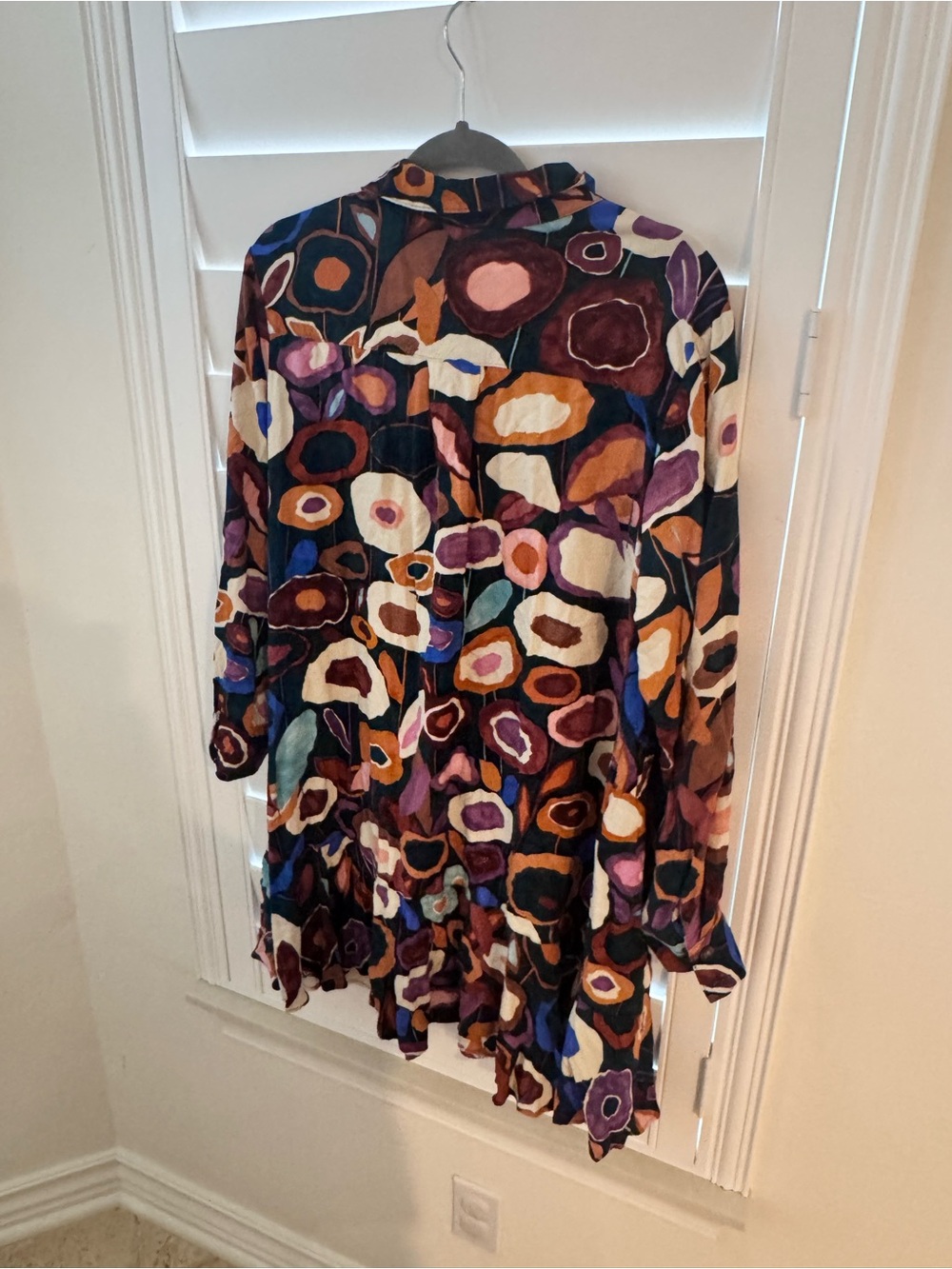 Abstract Multicolor Printed Tunic Top - Relaxed Button Front - Picture 2 of 4